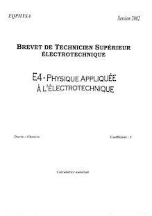 Physique appliquée à l électrotechnique 2002 BTS Électrotechnique