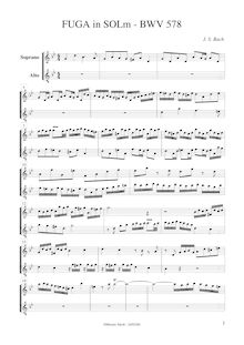 Partition Descant- et aigu enregistrement , Fugue en G minor, Little Fugue