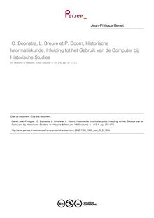 O. Boonstra, L. Breure et P. Doorn, Historische Informatiekunde. Inleiding tot het Gebruik van de Computer bij Historische Studies  ; n°3 ; vol.5, pg 371-372