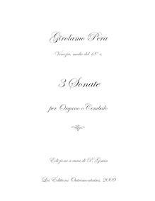 Partition complète, 3 Sonate per Organo o Cembalo, D, G, F major