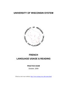 UNIVERSITY OF WISCONSIN SYSTEM FRENCH LANGUAGE USAGE & READING