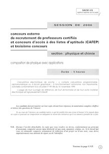 Composition de physique avec applications 2006 CAPES de physique-chimie CAPES (Externe)