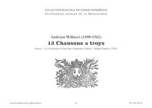 Andrian Willaert - 13 Chansons a troys (1536)