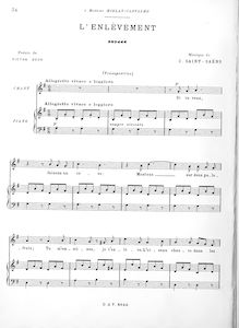 Partition complète (G major), L enlèvement, A major, Saint-Saëns, Camille