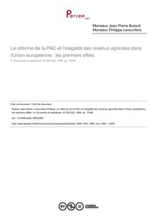 La réforme de la PAC et l inégalité des revenus agricoles dans l Union européenne : les premiers effets - article ; n°1 ; vol.329, pg 73-86