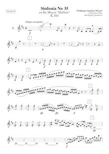 Partition violons II, Symphony No.35, Haffner Symphony, D major