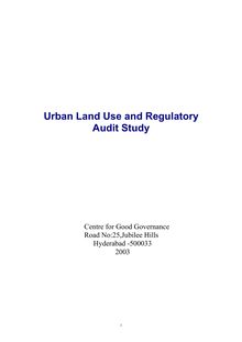 Urban Land Use and Regulatory Audit Study