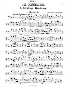 Partition violoncelle, Im Frühling, Op.37, Im Frühling. Serenade für Klavier zu 4 Händen, Violine und Violoncell in 4 Sätzen