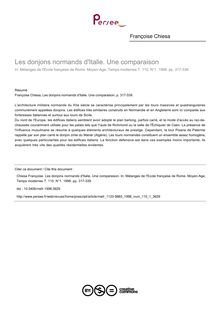 Les donjons normands d Italie. Une comparaison - article ; n°1 ; vol.110, pg 317-339