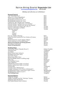Kairos String Quartet Repertoire List