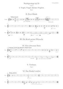 Partition violon I parties, Liedzyklus für Bariton, Klavier, Chor und Streicher