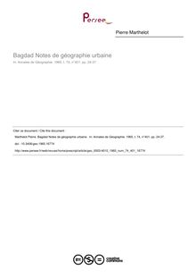 Bagdad Notes de géographie urbaine  - article ; n°401 ; vol.74, pg 24-37