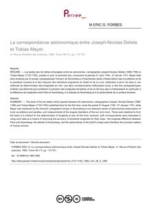 La correspondance astronomique entre Joseph-Nicolas Delisle et Tobias Mayer. - article ; n°2 ; vol.36, pg 113-151