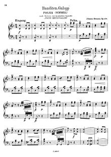 Partition Transcription pour piano solo - complete, Banditen-Galopp, Op.378