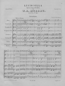 Partition Overture, Lucio Silla, Dramma per musica, Mozart, Wolfgang Amadeus
