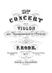 Partition de piano, violon Concerto Nr.12 Op.27, Rode, Pierre