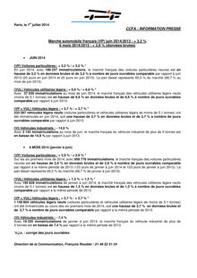 Marché automobile français - communiqué CCFA