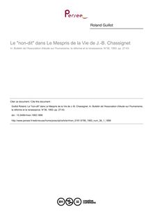 Le non-dit dans Le Mespris de la Vie de J.-B. Chassignet - article ; n°1 ; vol.36, pg 27-43