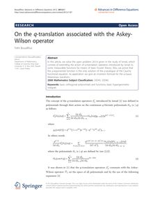 On the q-translation associated with the Askey-Wilson operator