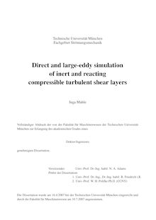 Direct and large eddy simulation of inert and reacting compressible turbulent shear layers [Elektronische Ressource] / Inga Mahle