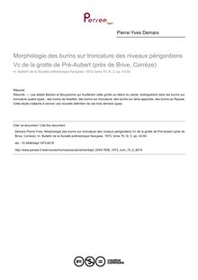 Morphologie des burins sur troncature des niveaux périgordiens Vc de la grotte de Pré-Aubert (près de Brive, Corrèze) - article ; n°2 ; vol.70, pg 43-50