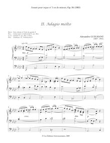 Partition , Adagio molto, orgue Sonata No.3 en C Minor, Op.56, Guilmant, Alexandre