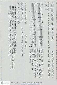 Partition complète, Ouverture, GWV 443, F major, Graupner, Christoph