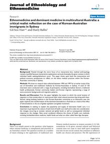 Ethnomedicine and dominant medicine in multicultural Australia: a critical realist reflection on the case of Korean-Australian immigrants in Sydney
