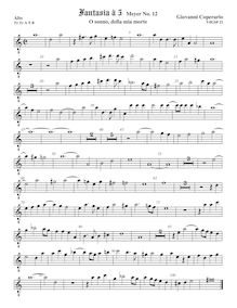 Partition ténor viole de gambe 1, octave aigu clef, Fantasia pour 5 violes de gambe, RC 44
