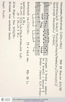 Partition complète et parties, Sinfonia en D major, GWV 518