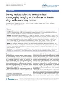 Survey radiography and computerized tomography imaging of the thorax in female dogs with mammary tumors