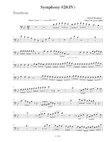 Partition Trombone, Symphony No.20, B-flat major, Rondeau, Michel