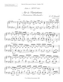 Partition complète,  en E major, Suite No.5, Handel, George Frideric par George Frideric Handel