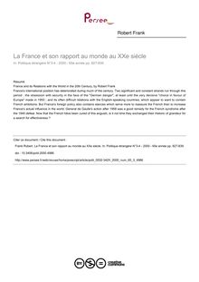 La France et son rapport au monde au XXe siècle - article ; n°3 ; vol.65, pg 827-839