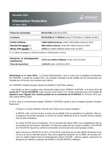 Dassault aviation : résultats 2014