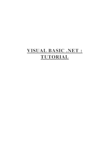 VISUAL BASIC .NET : TUTORIAL