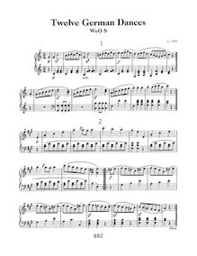 Partition complète, 12 German Dances, 12 deutsche Tanze, Beethoven, Ludwig van par Ludwig van Beethoven