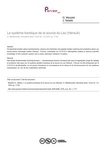 Le système karstique de la source du Lez (Hérault) - article ; n°1 ; vol.32, pg 71-83