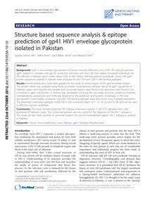 Structure based sequence analysis & epitope prediction of gp41 HIV1 envelope glycoprotein isolated in Pakistan