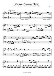 Partition , Allegro molto, violon Sonata, Violin Sonata No.2, D major