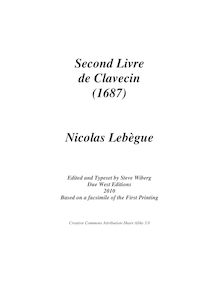 Partition complète, Second Livre de Clavecin, Lebègue, Nicolas