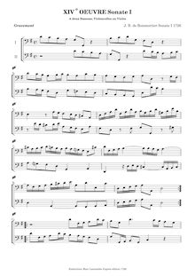 Partition complète, 6 sonates pour 2 bassons, violoncelles ou violes de gambe, Op.14 par Joseph Bodin de Boismortier