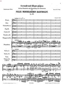 Partition complète, Serenade et Allegro giocoso, Op.43, Mendelssohn, Felix par Felix Mendelssohn