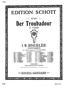 Partition de violon, Fantaisie sur des motifs de l opéra  Il Trovatore , Op.94 par Jean Baptiste Singelée
