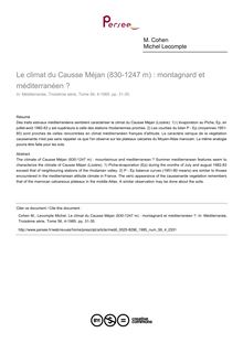 Le climat du Causse Méjan (830-1247 m) : montagnard et méditerranéen ? - article ; n°4 ; vol.56, pg 31-35