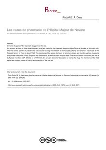 Les vases de pharmacie de l Hôpital Majeur de Novare - article ; n°243 ; vol.67, pg 259-262