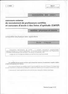 Composition de physique avec applications 2001 CAPES de physique-chimie CAPES (Externe)