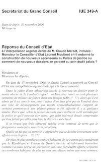 IUE 349A - Reponse du Conseil d Etat a l interpellation urgente ecrite  de M. Claude Marcet, intitulee