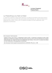 Le Paléolithique du Nahr el Kébir - article ; n°1 ; vol.9, pg 29-119