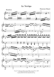 Partition Le Vertigo, Pièces de clavecin, Royer, Joseph-Nicolas-Pancrace
